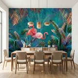 Poster xxl: Flamants sur Fond Turquoise 4