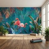 Poster xxl: Flamants sur Fond Turquoise 10