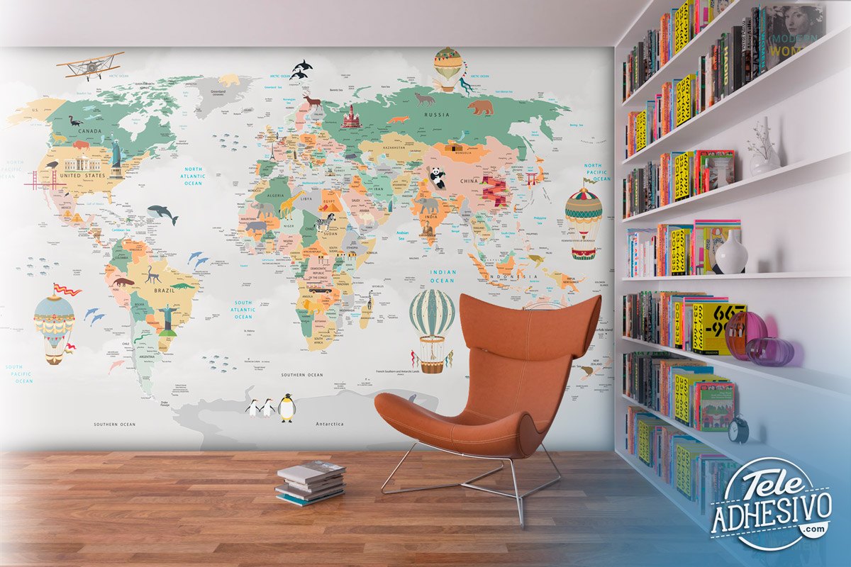 Poster xxl: Carte du monde Pour les Enfants