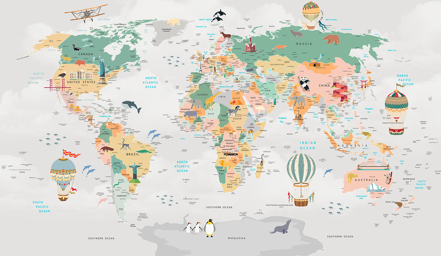 Poster xxl: Carte du monde Pour les Enfants