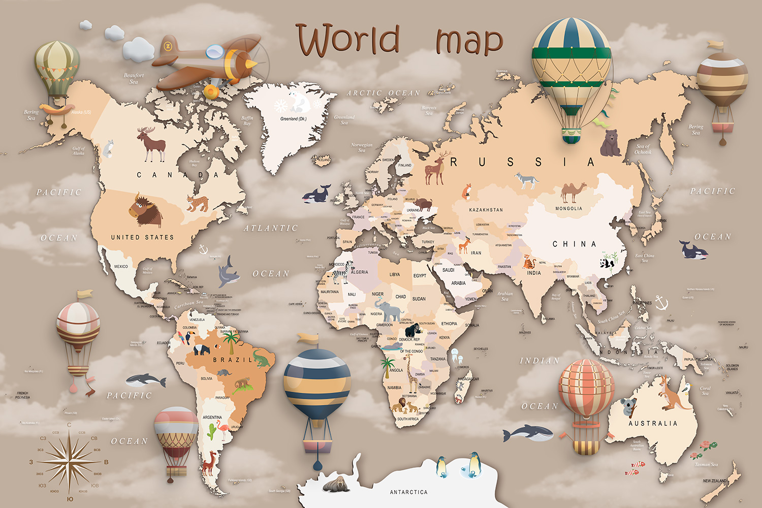 Poster xxl: Carte du Monde pour les Enfants