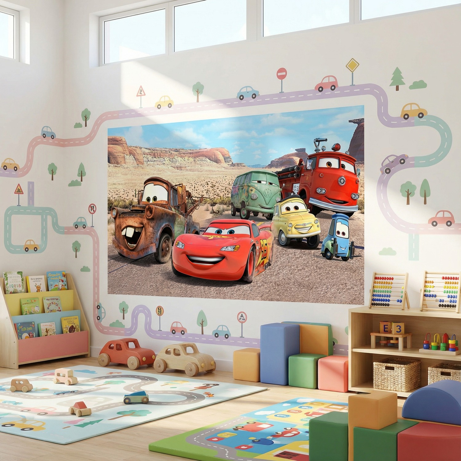 Poster xxl: Lightning McQueen et ses amis &agrave; Radiator Springs