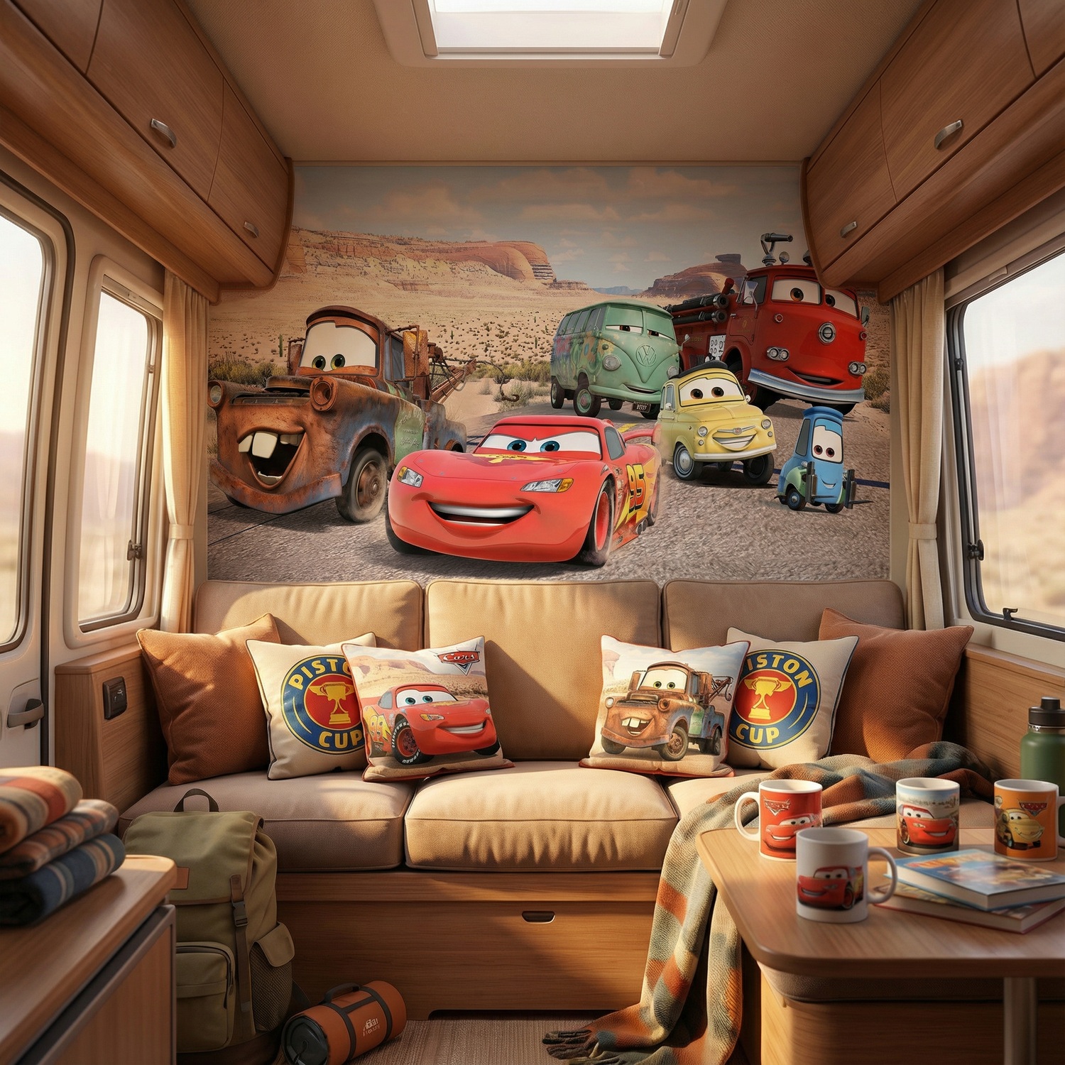 Poster xxl: Lightning McQueen et ses amis &agrave; Radiator Springs