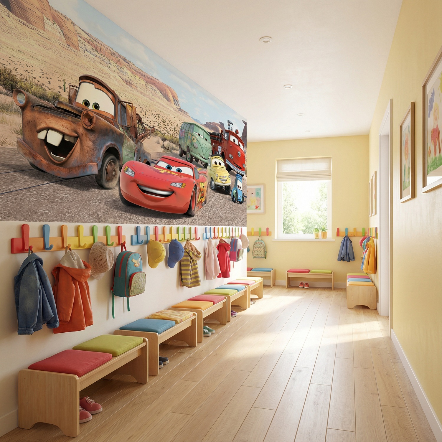 Poster xxl: Lightning McQueen et ses amis &agrave; Radiator Springs
