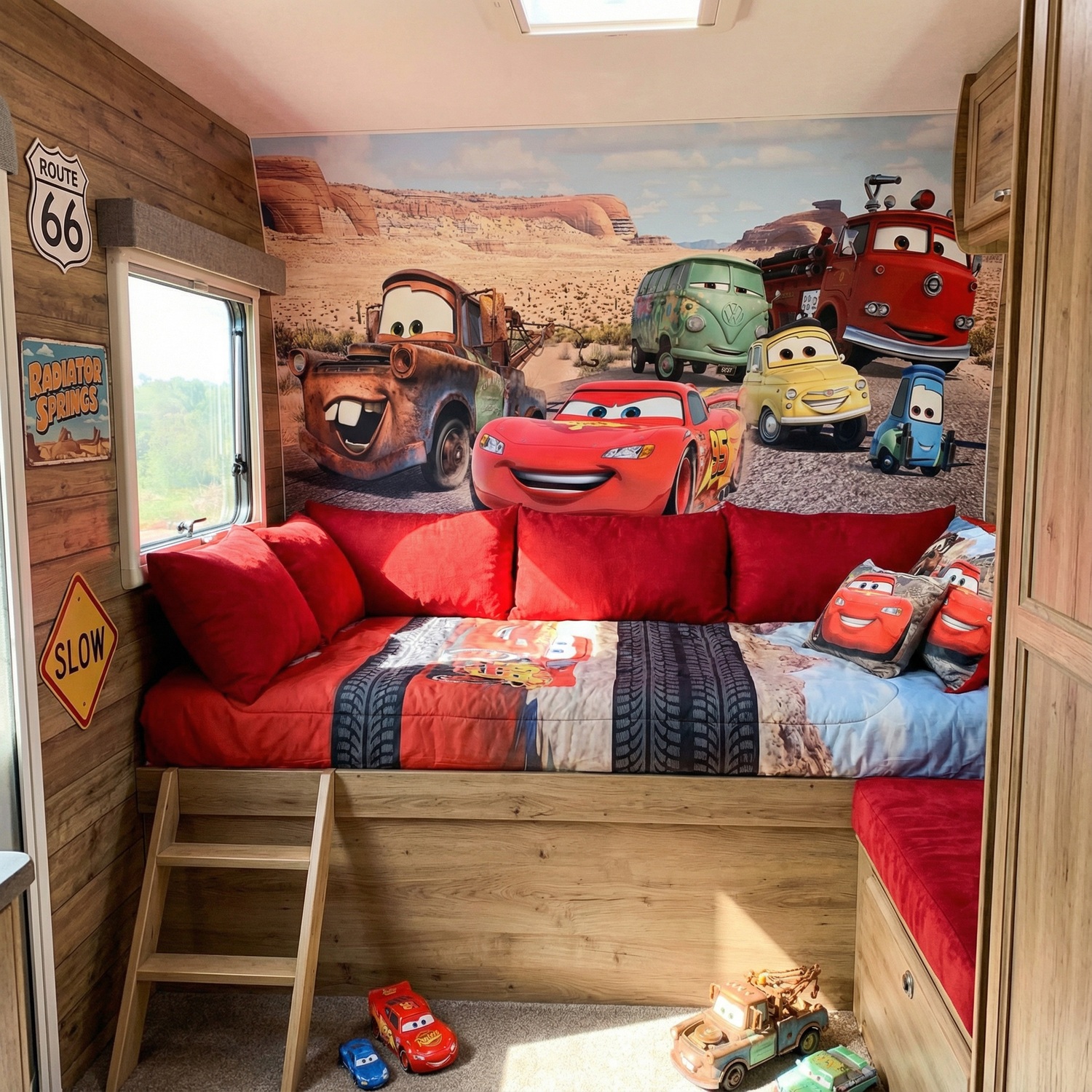 Poster xxl: Lightning McQueen et ses amis &agrave; Radiator Springs