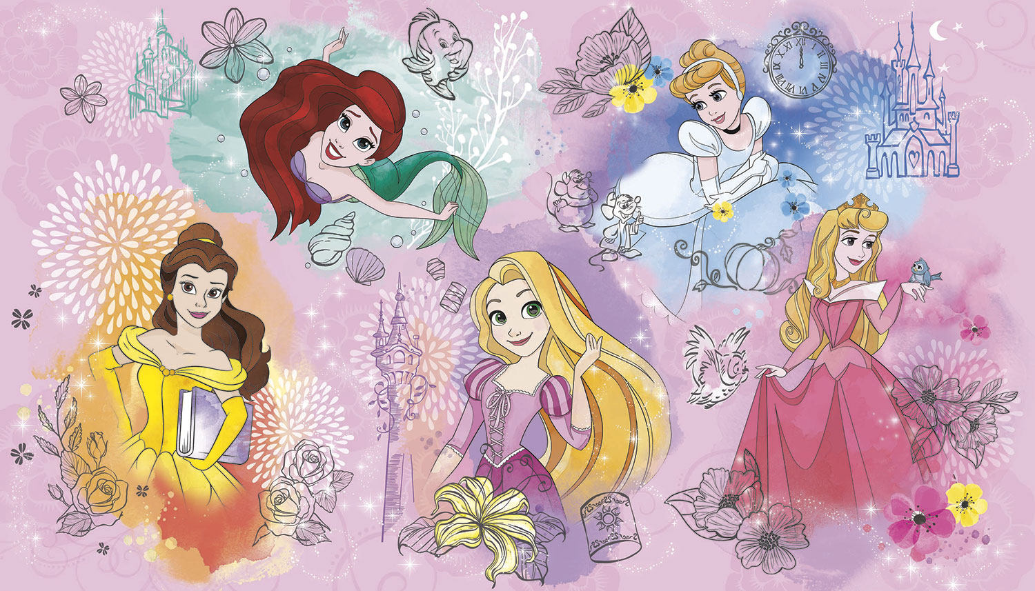 Poster xxl: Les Beaux Visages des Princesses Disney