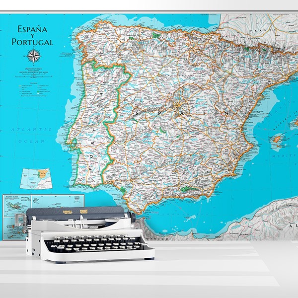 Poster xxl: Carte du Monde Espagne et Portugal