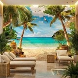 Poster xxl: Mouettes au-dessus du tr&eacute;sor sur la plage 3