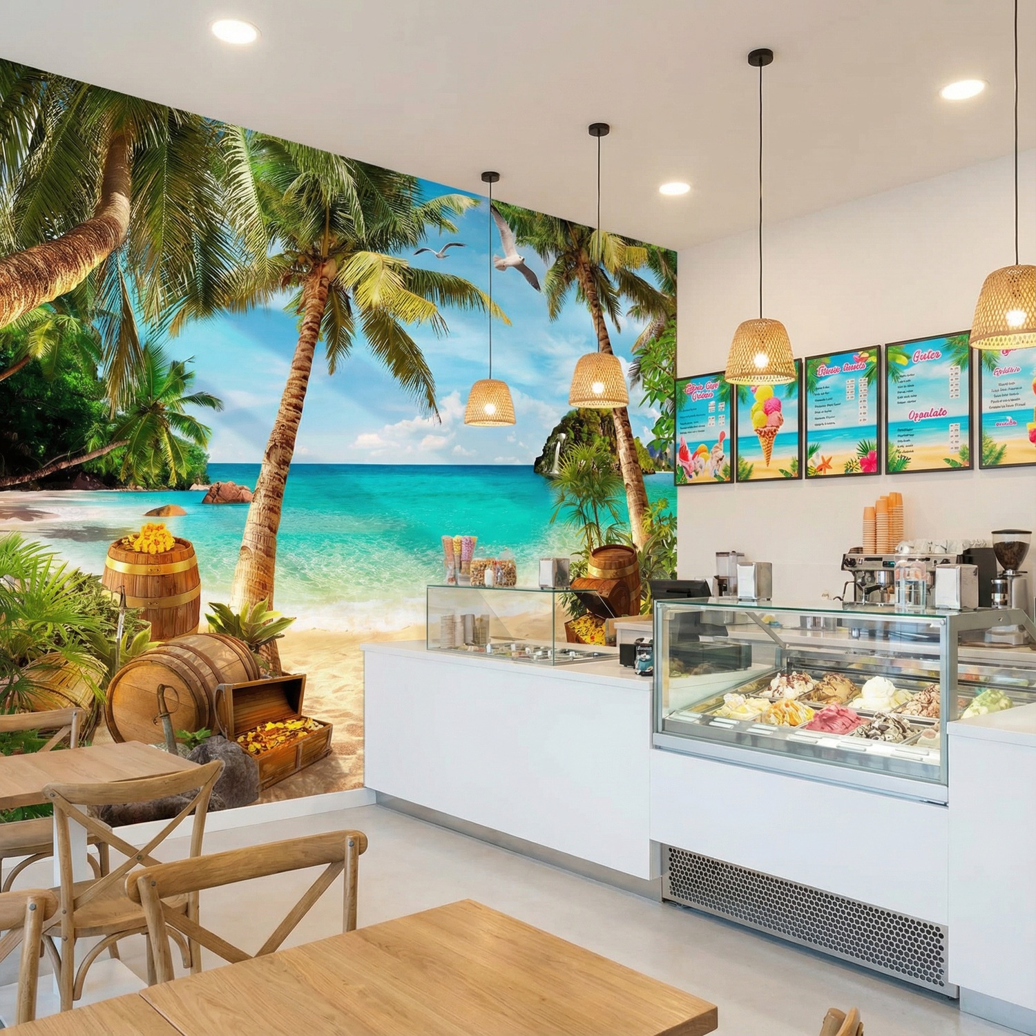 Poster xxl: Mouettes au-dessus du tr&eacute;sor sur la plage