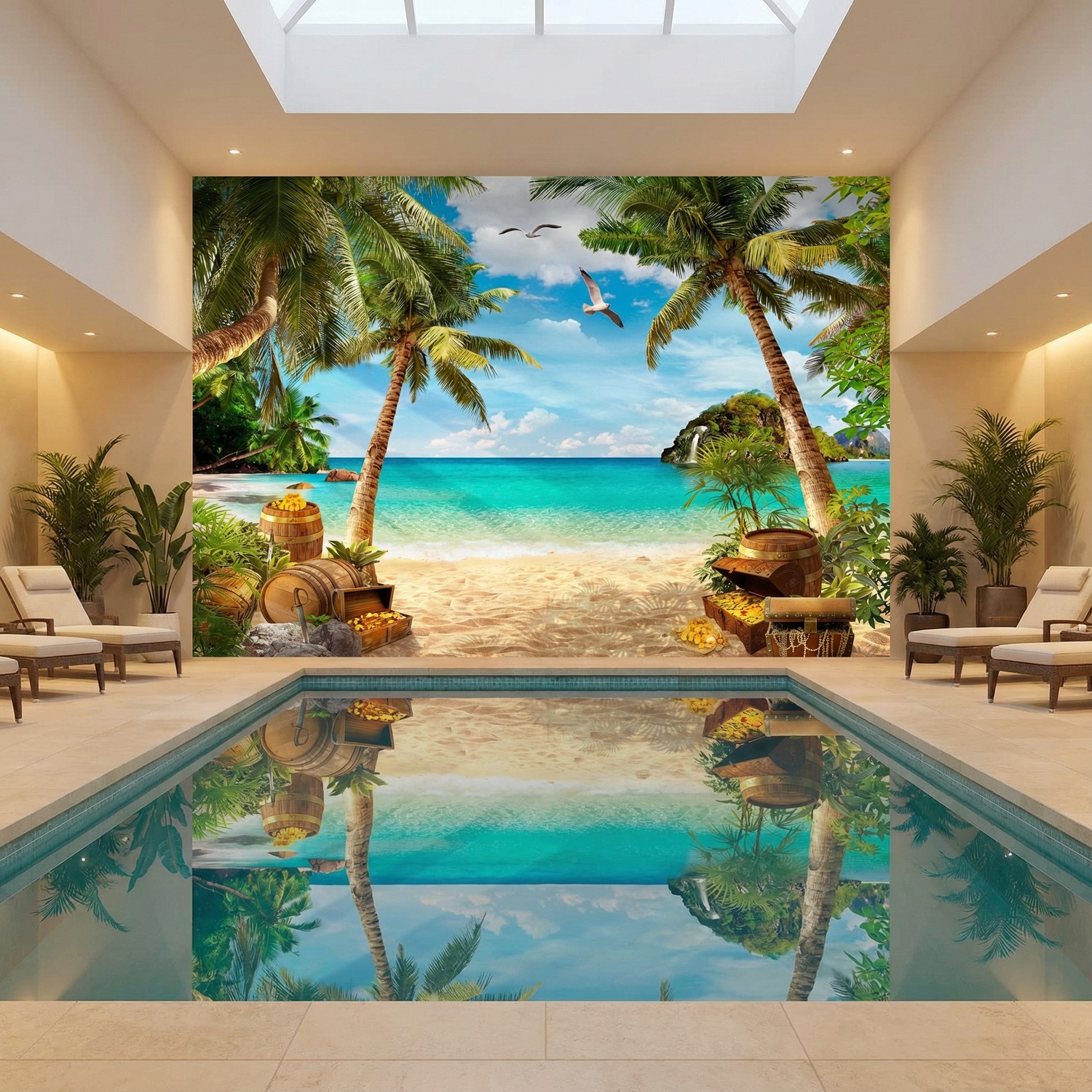 Poster xxl: Mouettes au-dessus du tr&eacute;sor sur la plage