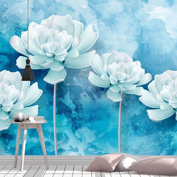 Poster xxl: Fleurs Fond Bleu 0