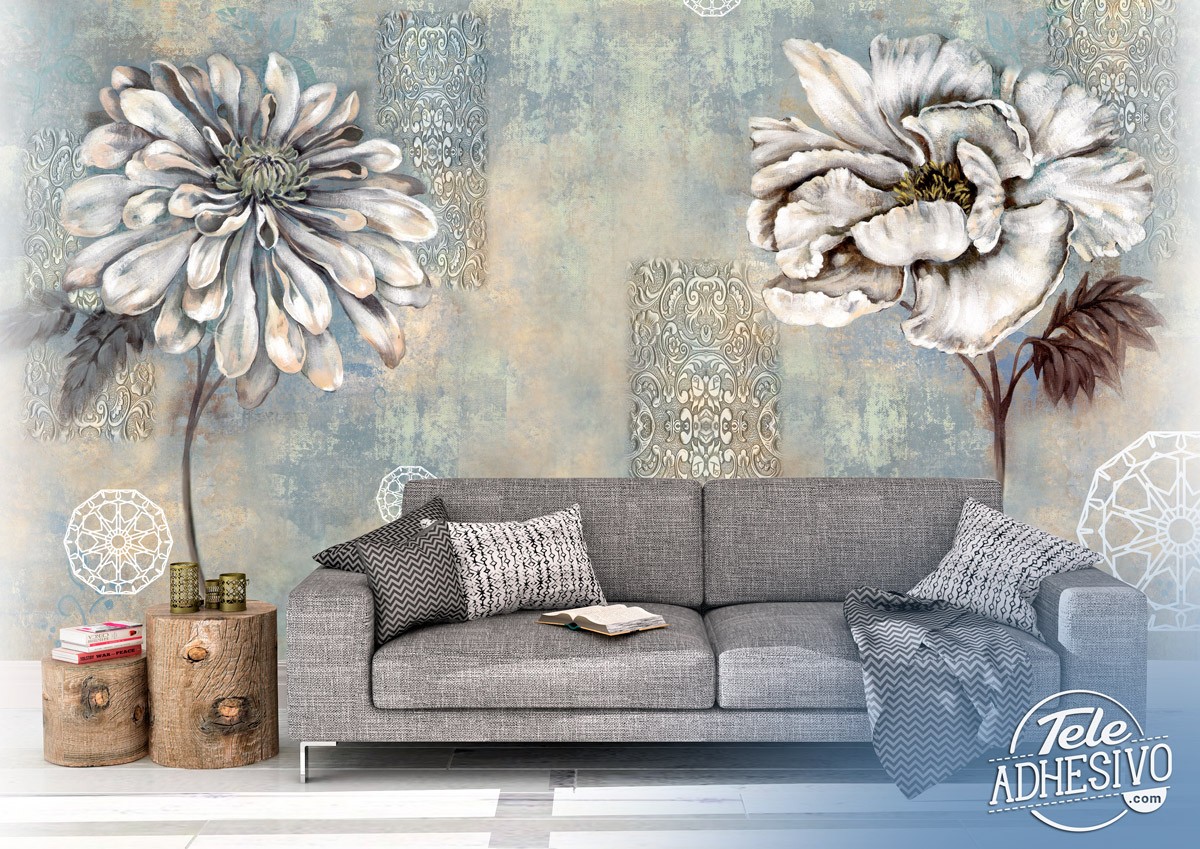 Poster xxl: Fleurs Blanches avec Impression