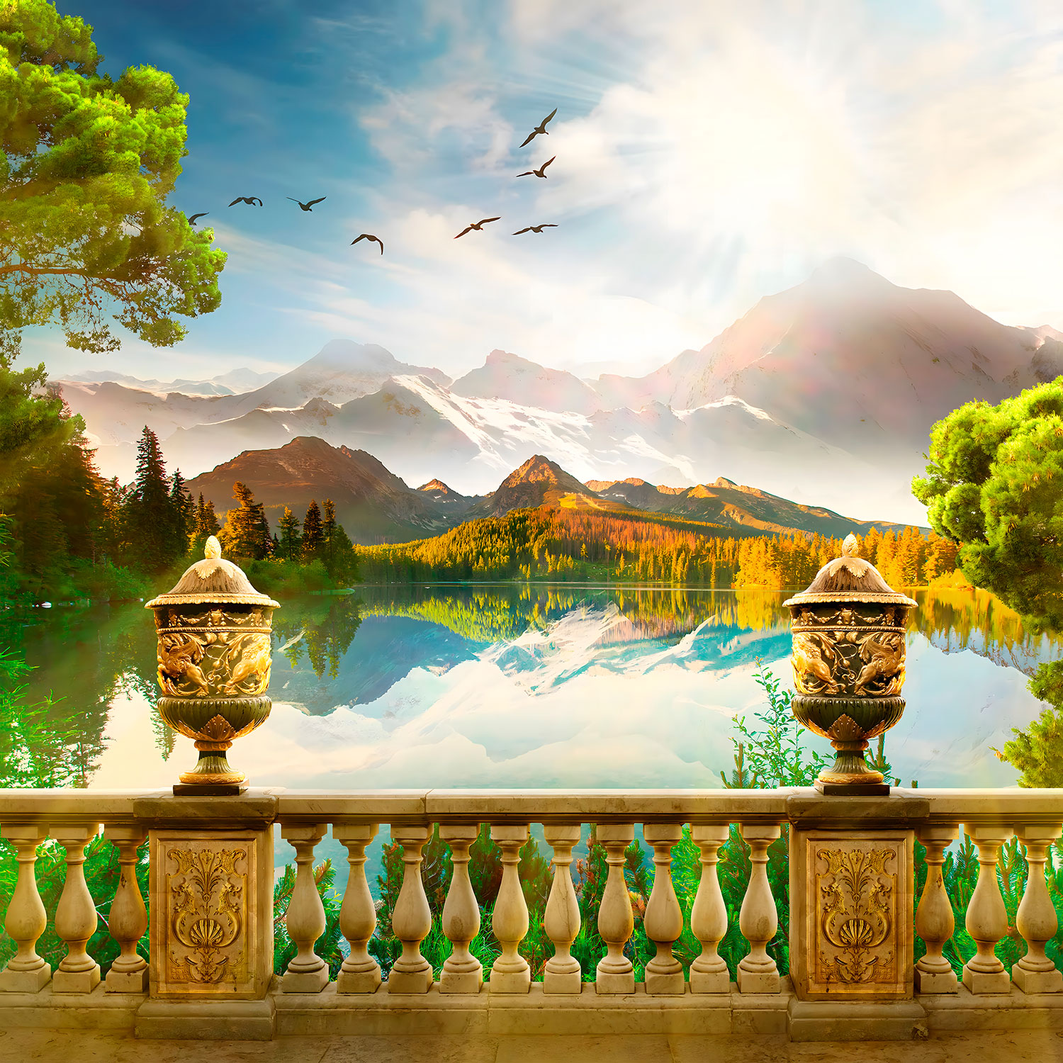 Poster xxl: Montagnes et lac