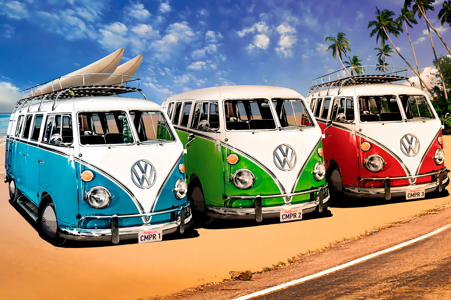 Poster xxl: Fourgons surfeurs Volkswagen