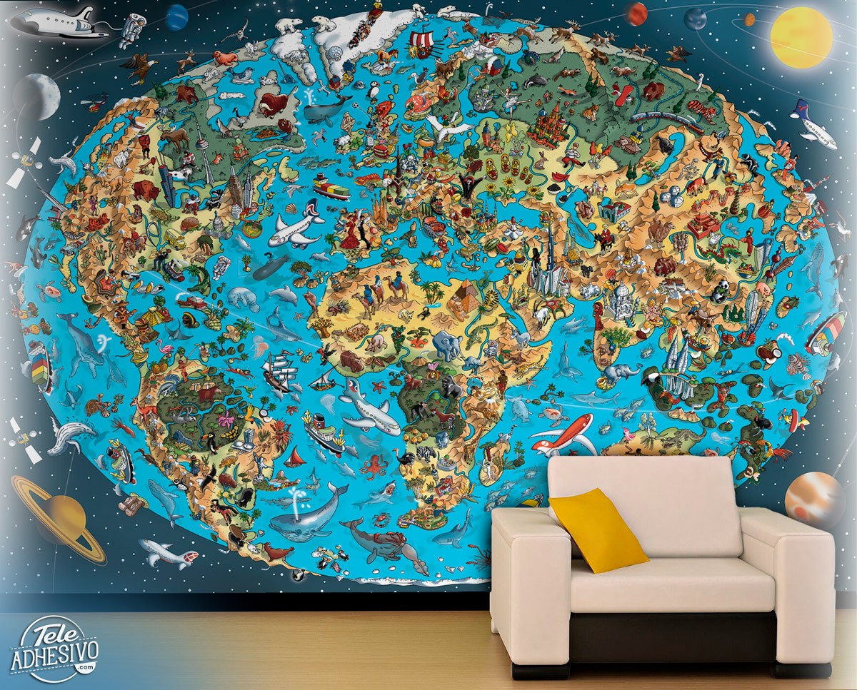 Poster xxl: Carte du monde illustrée