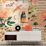 Poster xxl: Collage oiseau et fleurs 2
