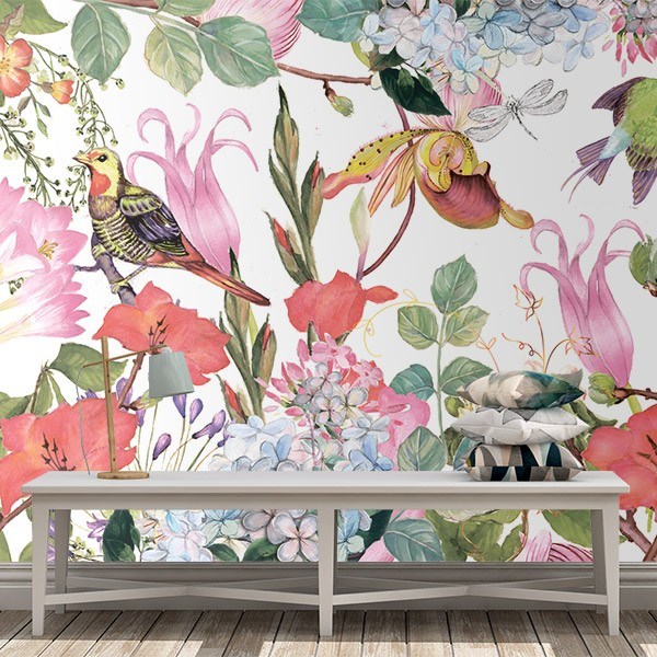 Poster xxl: Oiseaux camouflés par des fleurs 0