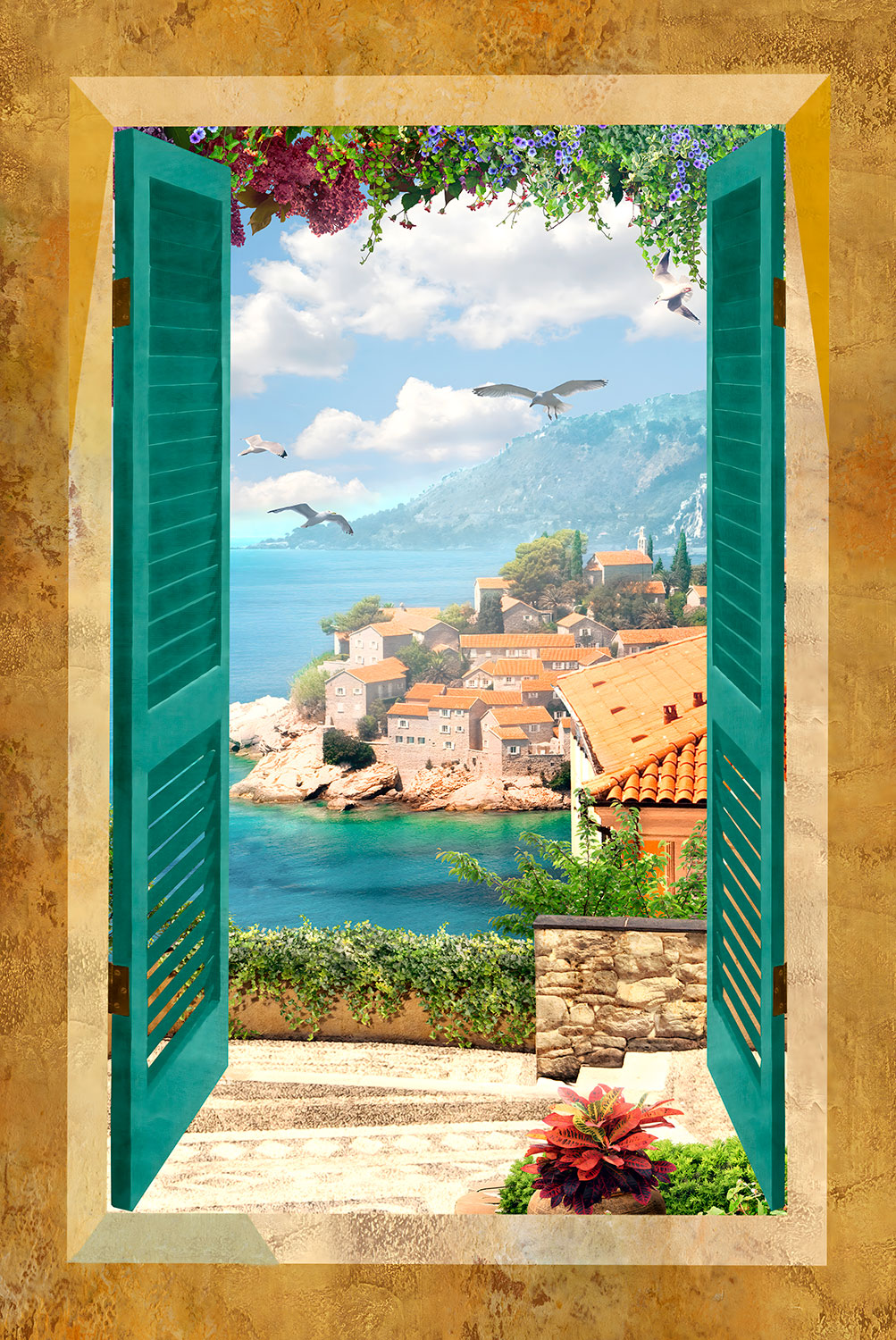 Poster xxl: Fen&ecirc;tre sur la mer