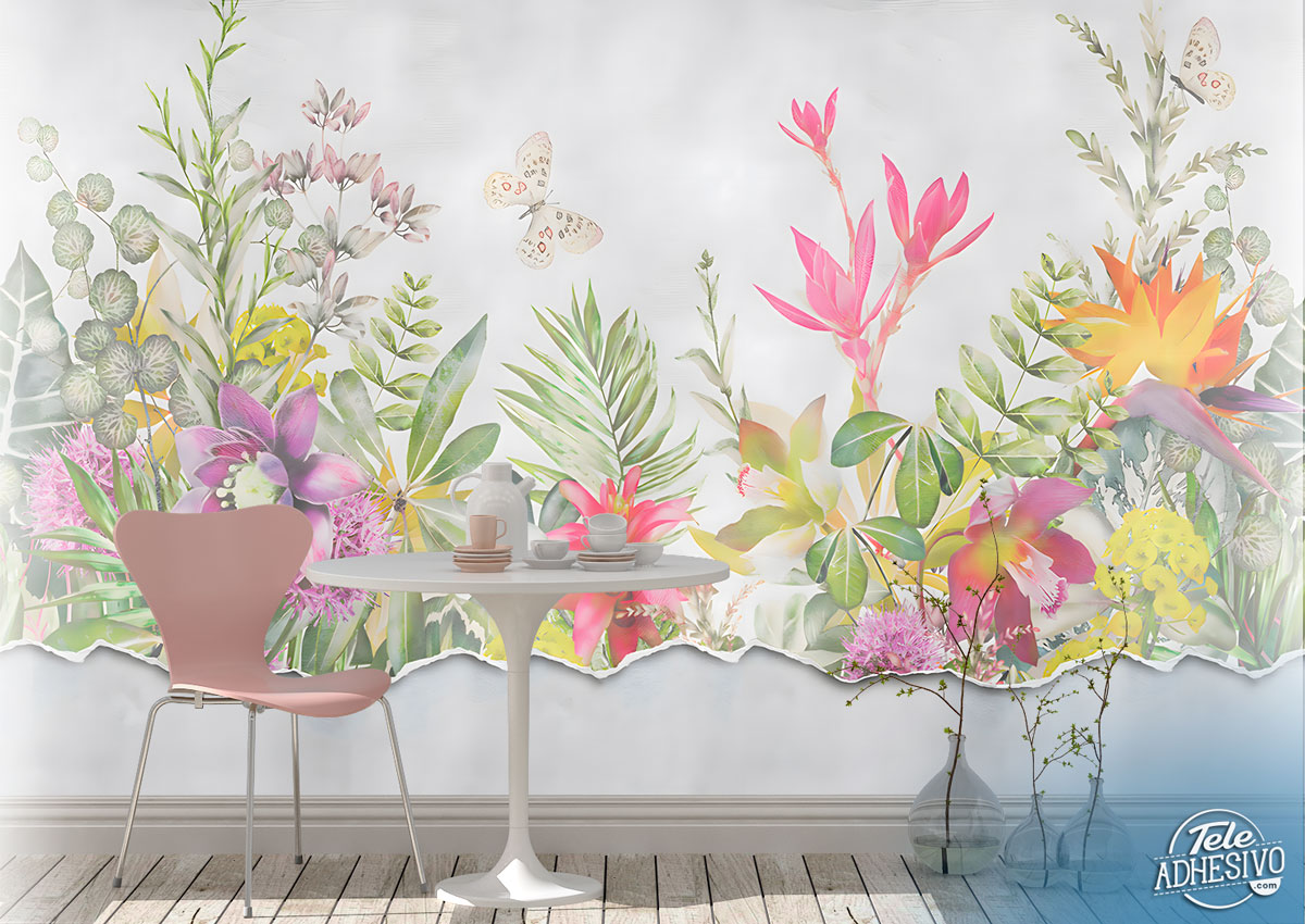 Poster xxl: Fleurs peintes sur le mur