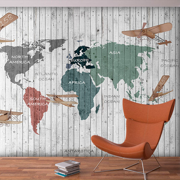 Poster xxl: Carte du monde des continents pour enfants
