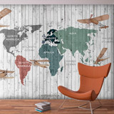 Poster xxl: Carte du monde pour enfants sur bois 2
