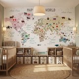 Poster xxl: Carte du monde pour enfants avec drapeaux et anima 18