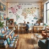 Poster xxl: Carte du monde pour enfants avec drapeaux et anima 9