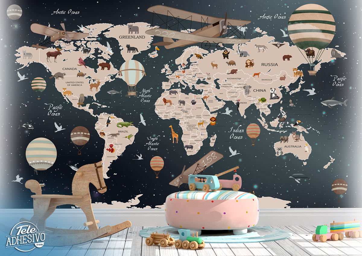 Poster xxl: Étoiles de la carte du monde pour enfants