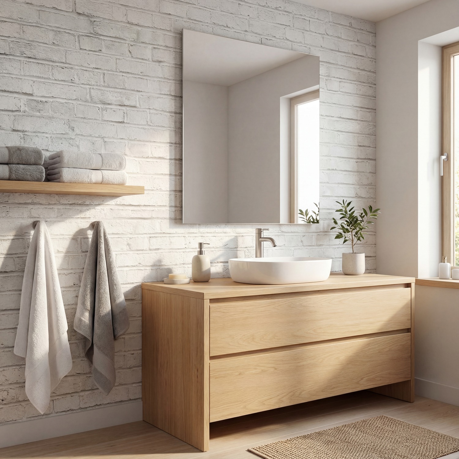 Poster xxl: Texture de brique blanche us&eacute;e