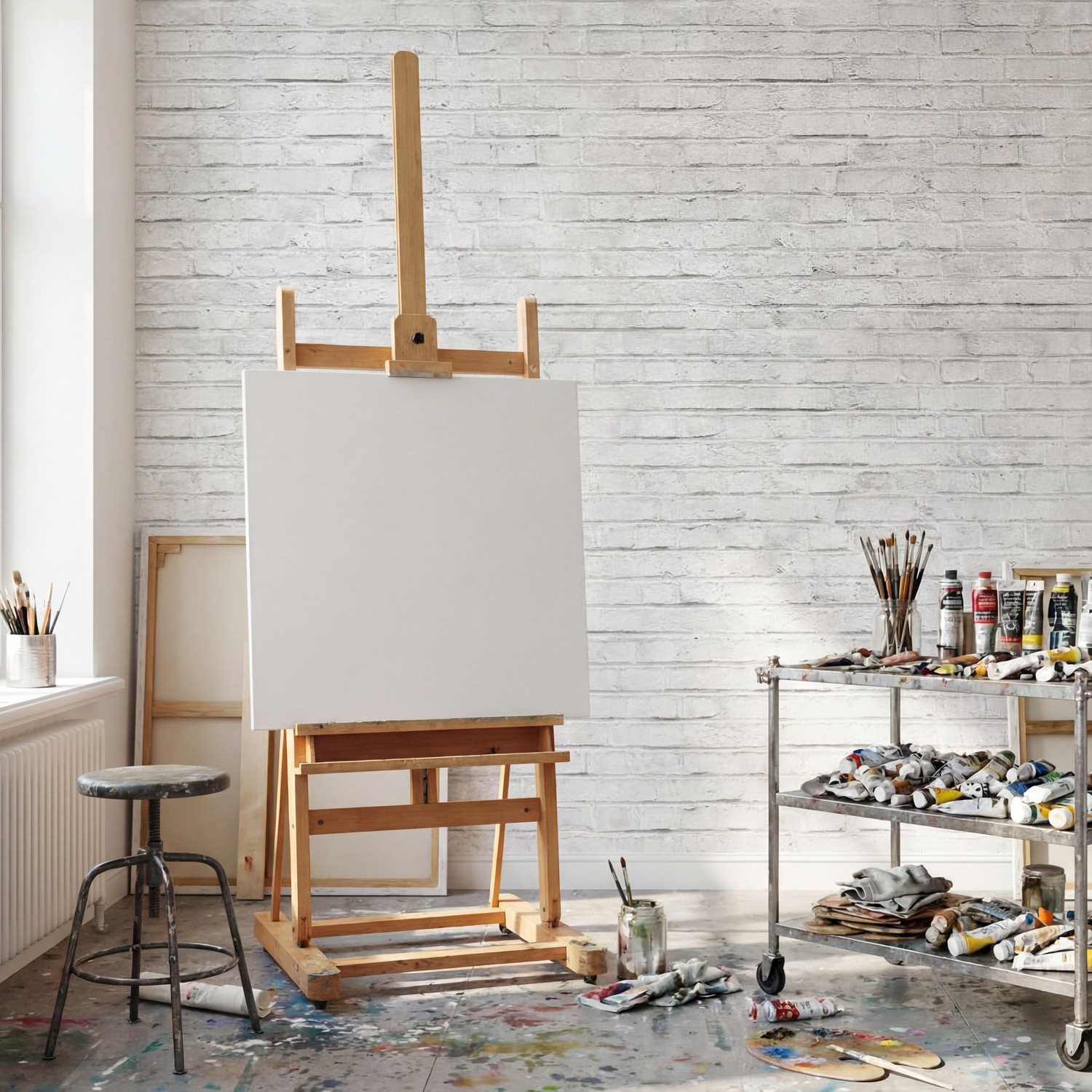 Poster xxl: Texture de brique blanche us&eacute;e