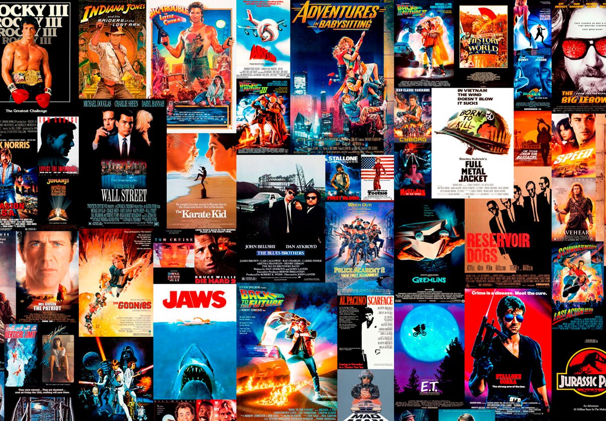 Poster xxl: Collage Affiches de Films des Années 80 et 90