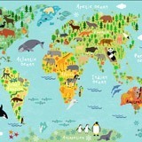 Poster xxl: Carte du monde des enfants et des continents 2