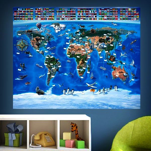 Poster xxl: Carte du monde pour les enfants