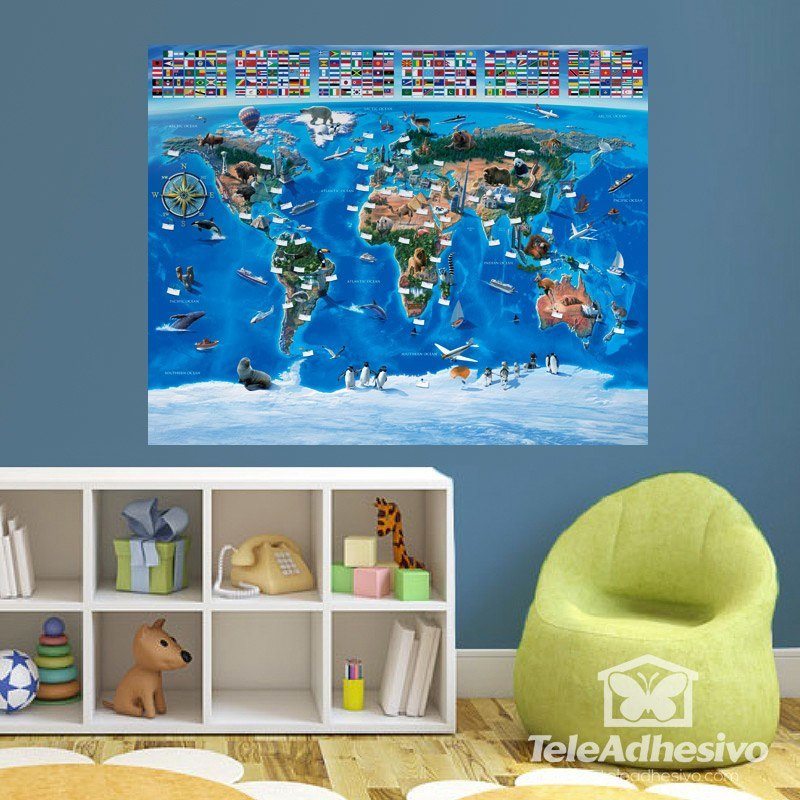 Poster xxl: Carte du monde pour les enfants