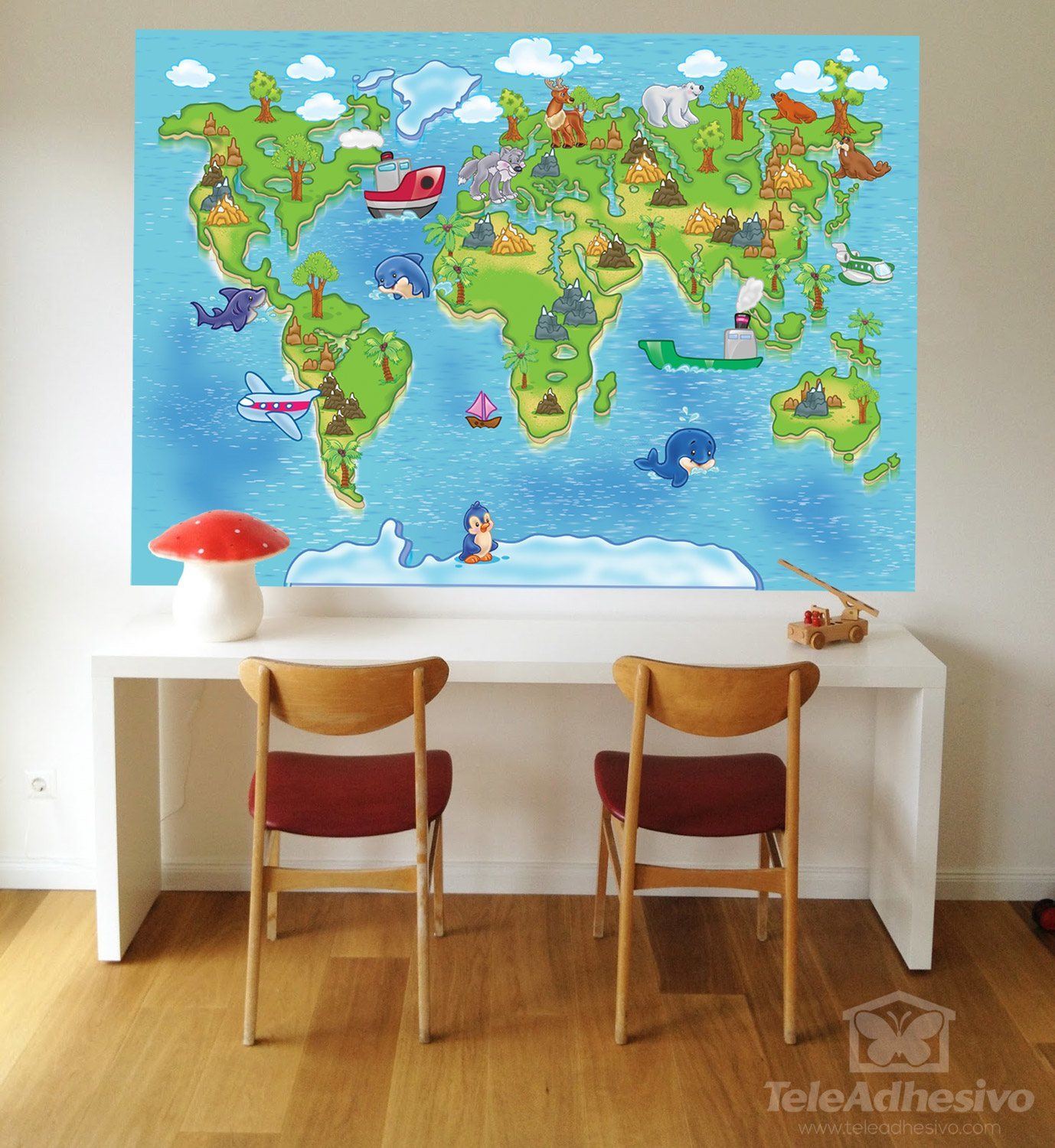 Poster xxl: Carte du monde des animaux