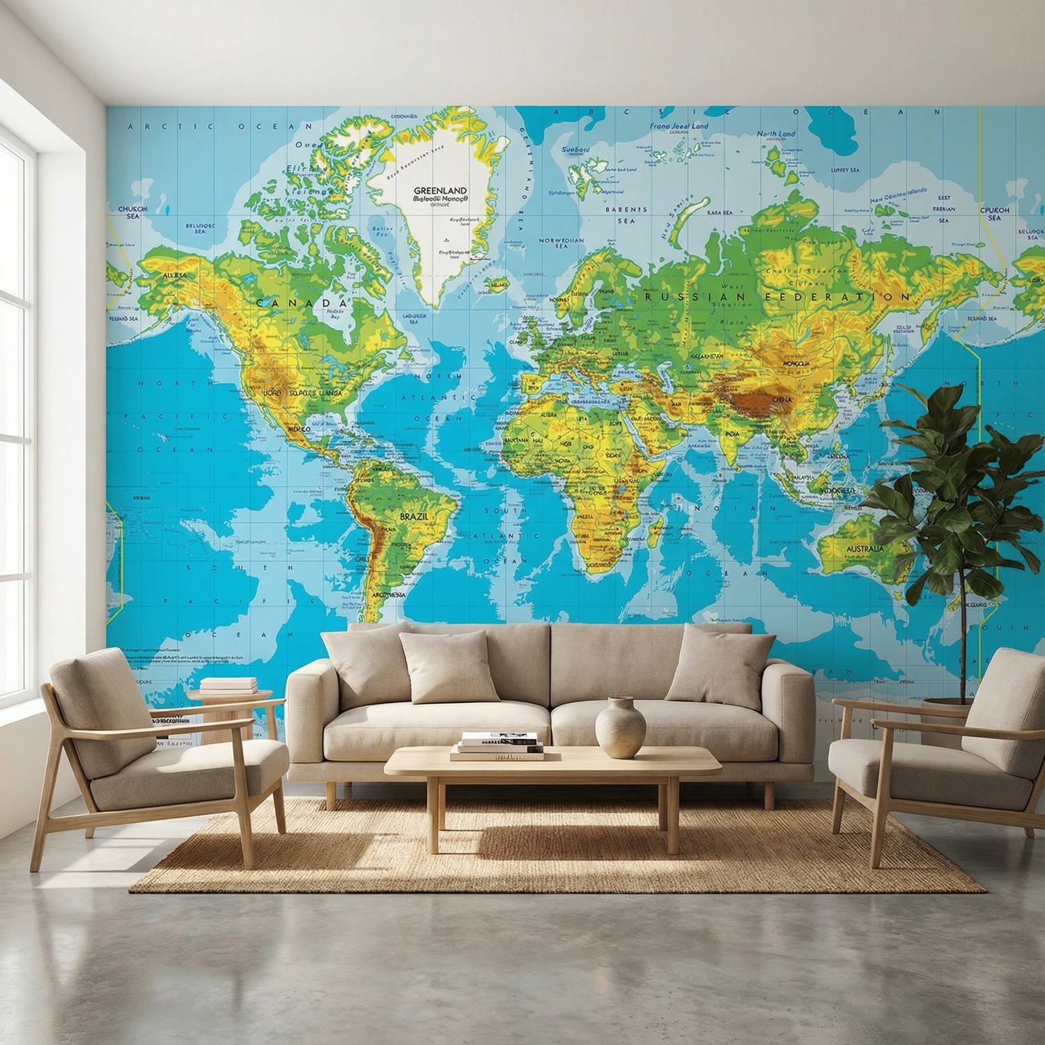 Poster xxl: Carte du monde en relief