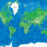 Poster xxl: Carte de Monde bleu et vert 3