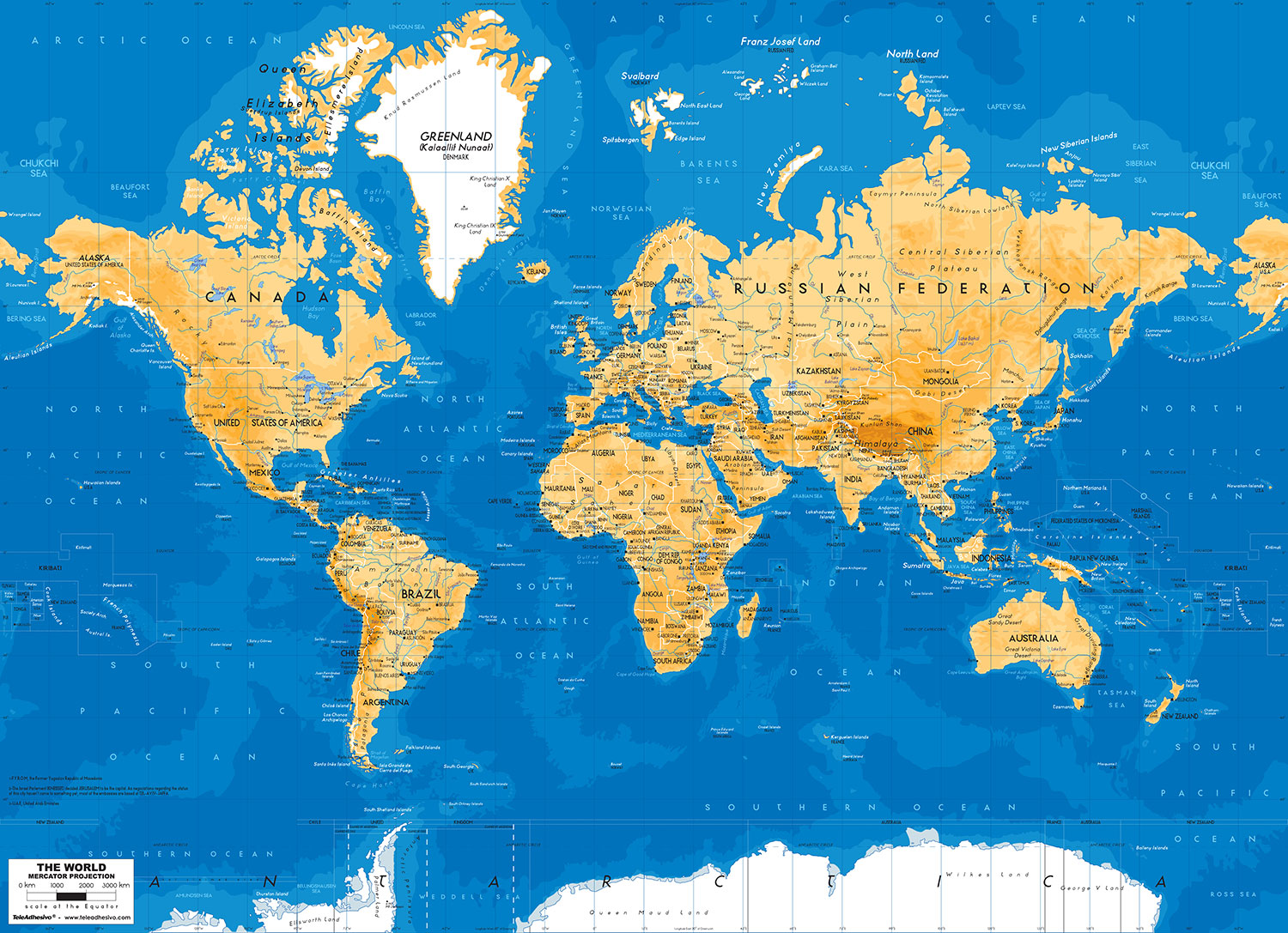 Poster xxl: Mappemonde ton aride