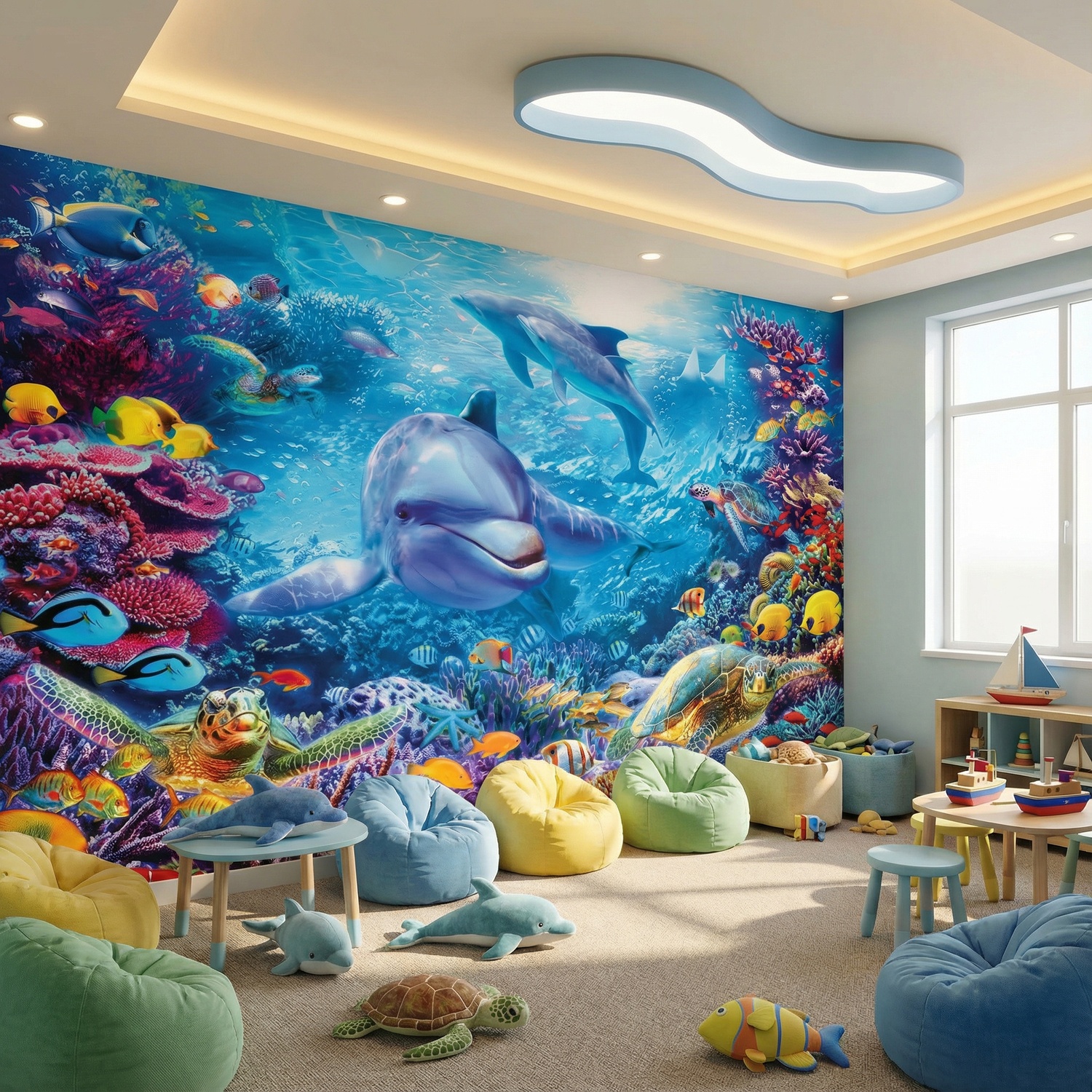 Poster xxl: Dauphins sous la mer