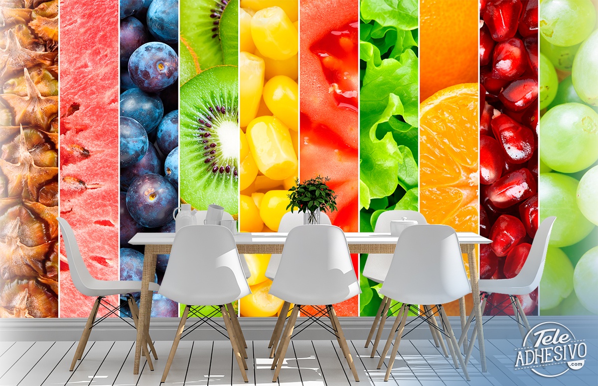 Poster xxl: Fruits en bandes verticales