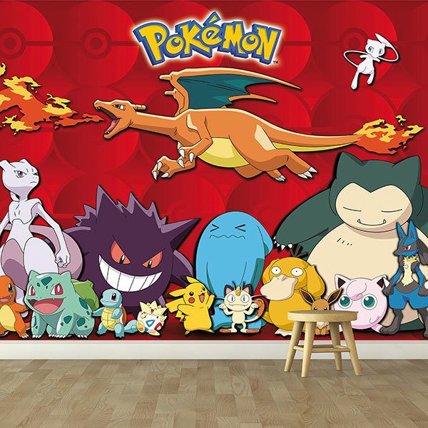 Autocollant mural Pokemon Pikachu pour chambre de bébé, grande taille,  affiche murale, dessin animé parfait, chambre