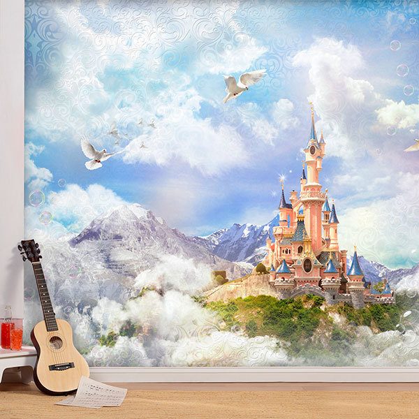 Poster xxl: Château de Disney entre brouillard et montagnes