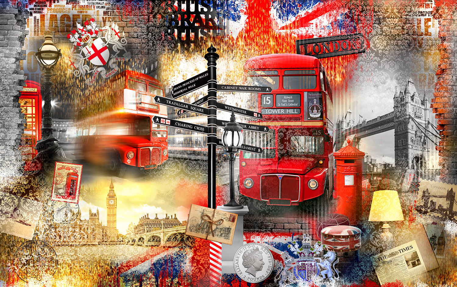 Poster xxl: Collage Londres touriste