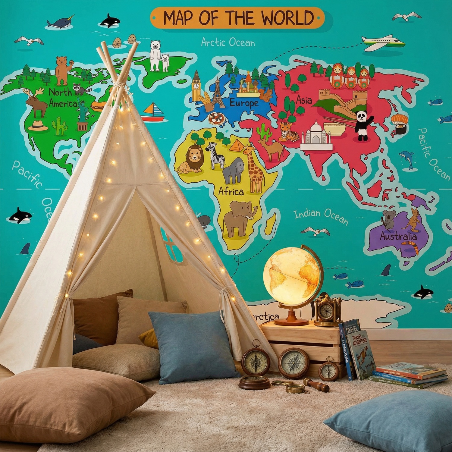 Poster xxl: Carte du monde des enfants