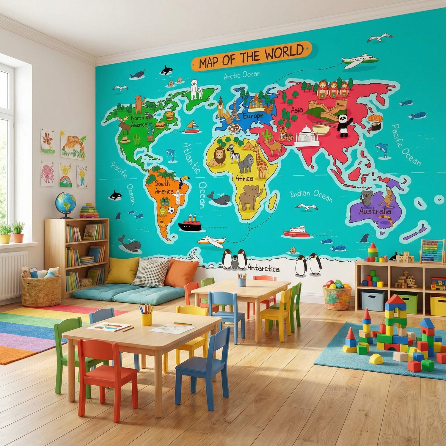 Poster xxl: Carte du monde des enfants
