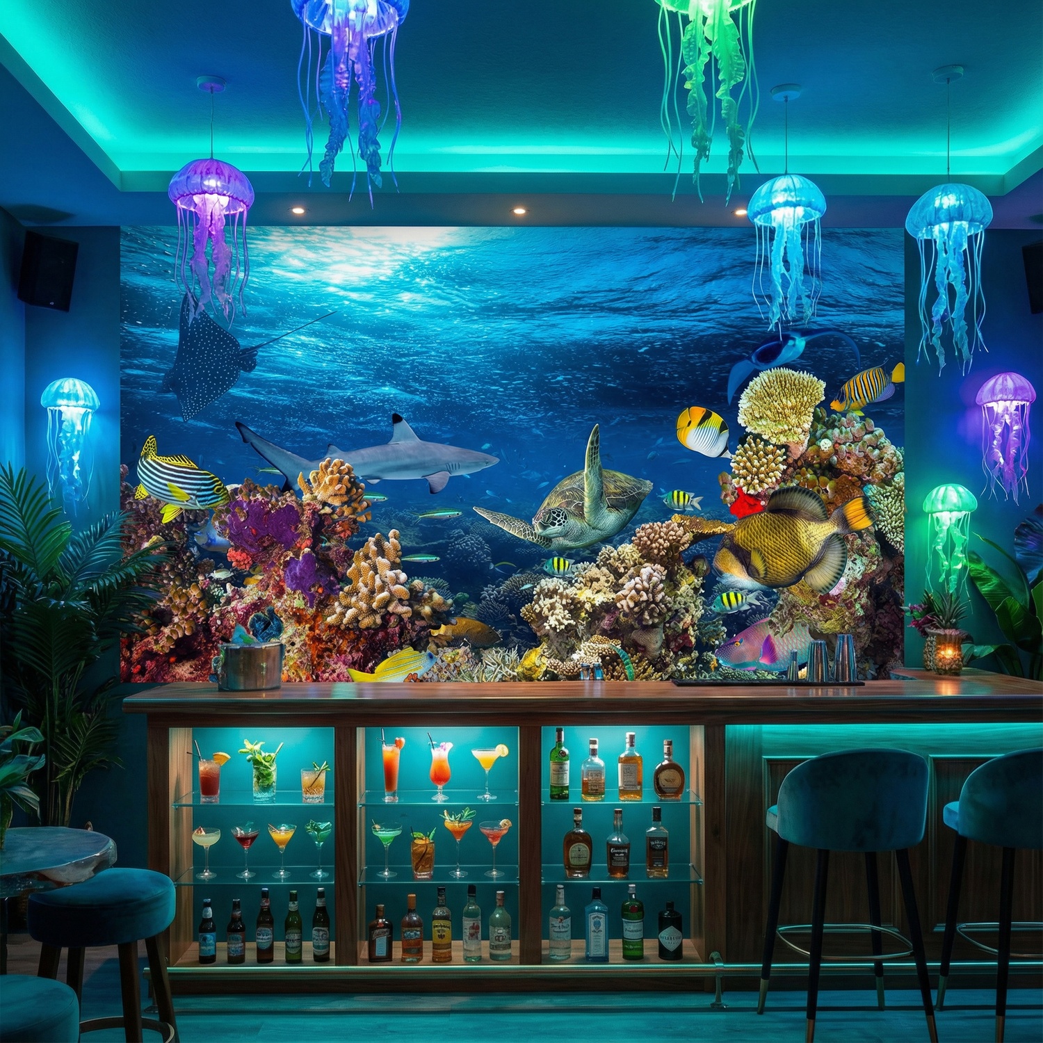 Poster xxl: Tortue dans les courants marins