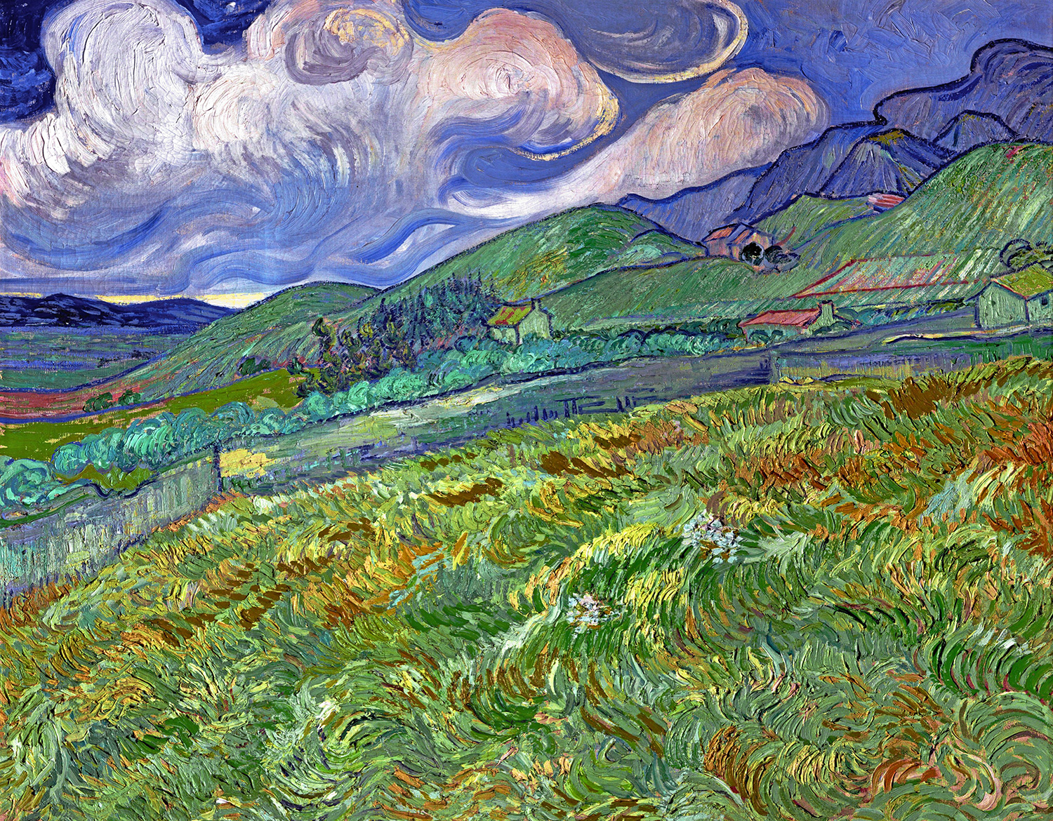 Poster xxl: Paysage de Saint-R&eacute;my, Van Gogh
