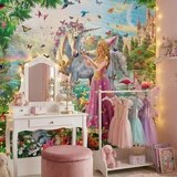Poster xxl: Princesse et licorne dans un jardin magique 4