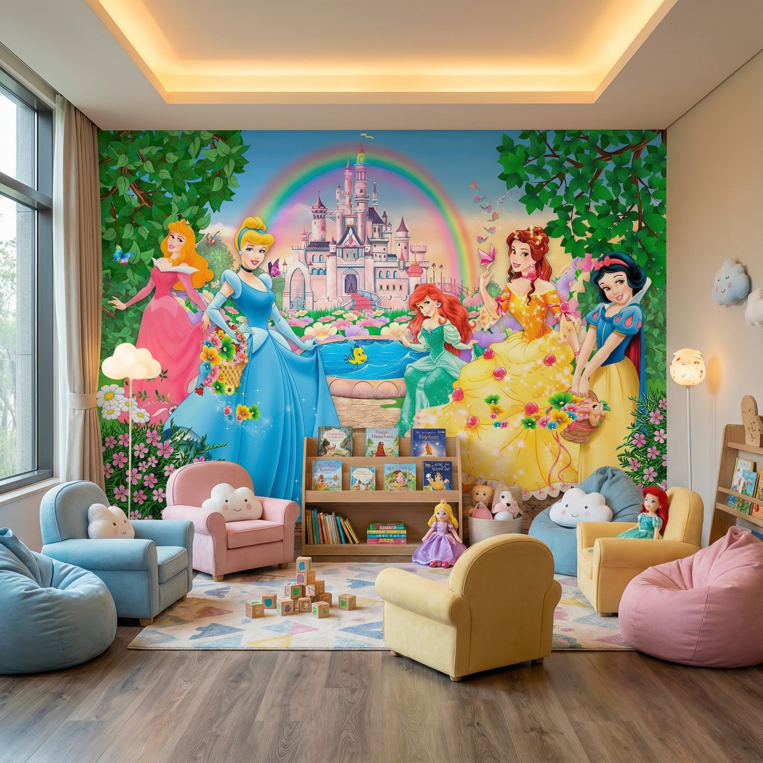 Poster xxl: Princesses et ch&acirc;teau Disney