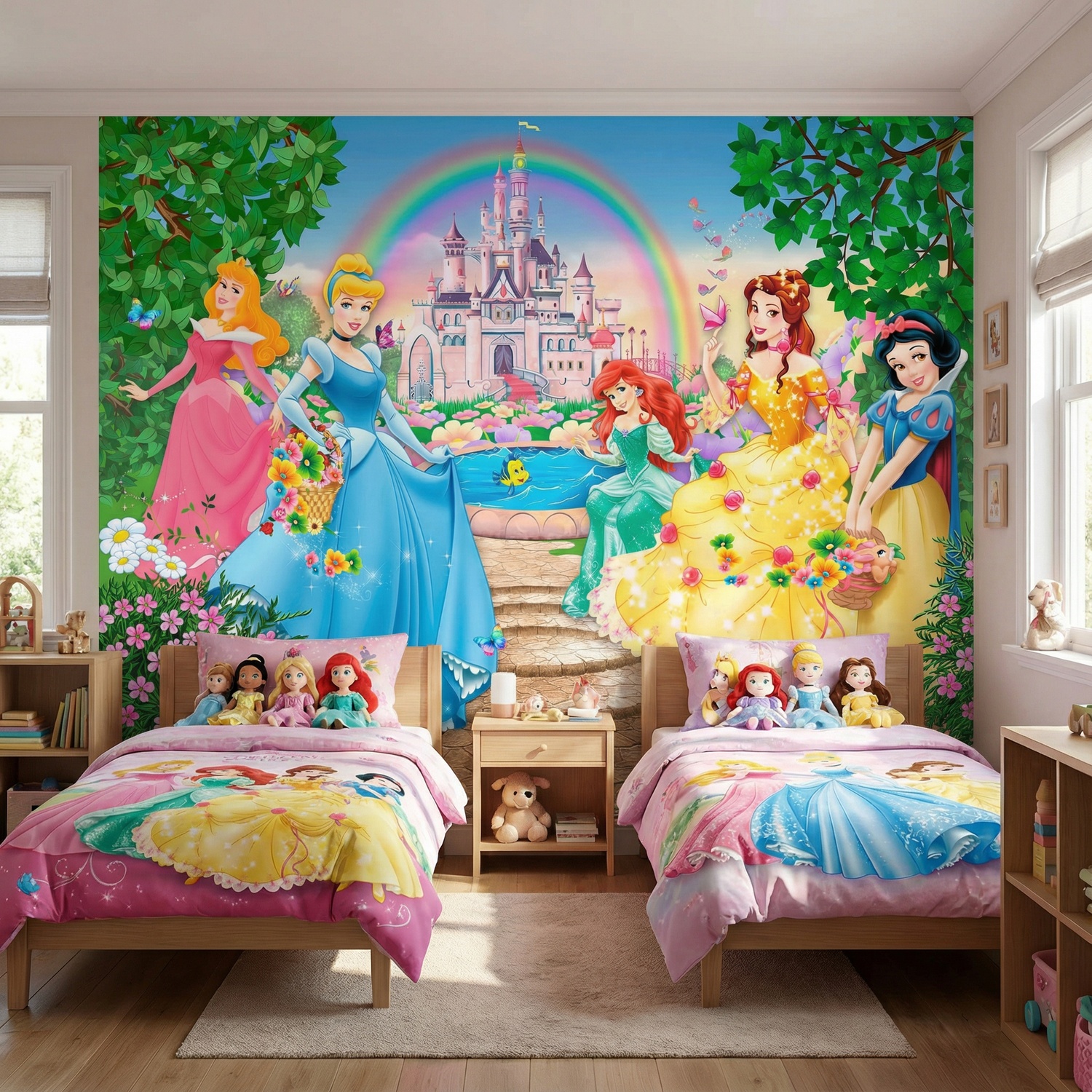 Poster xxl: Princesses et ch&acirc;teau Disney